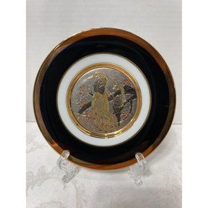 The Art of Chokin Gold Copper Peacock Plate 6”